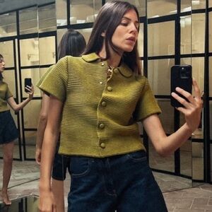 NWOT Green Chunky Knit Sweater Shirt